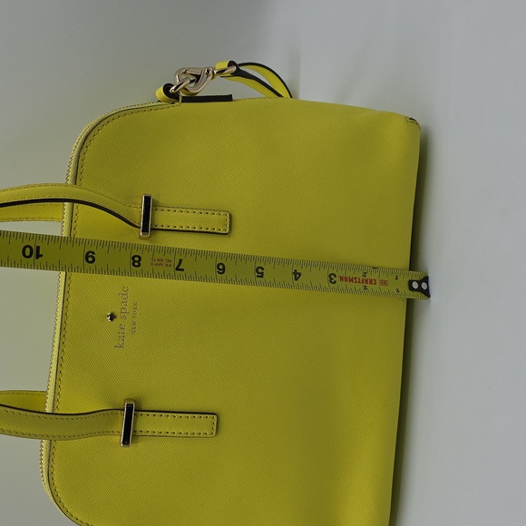Kate Spade Neon Yellow Leather Cedar Street Maise Satchel w/Crossbody Strap - Picture 7 of 12